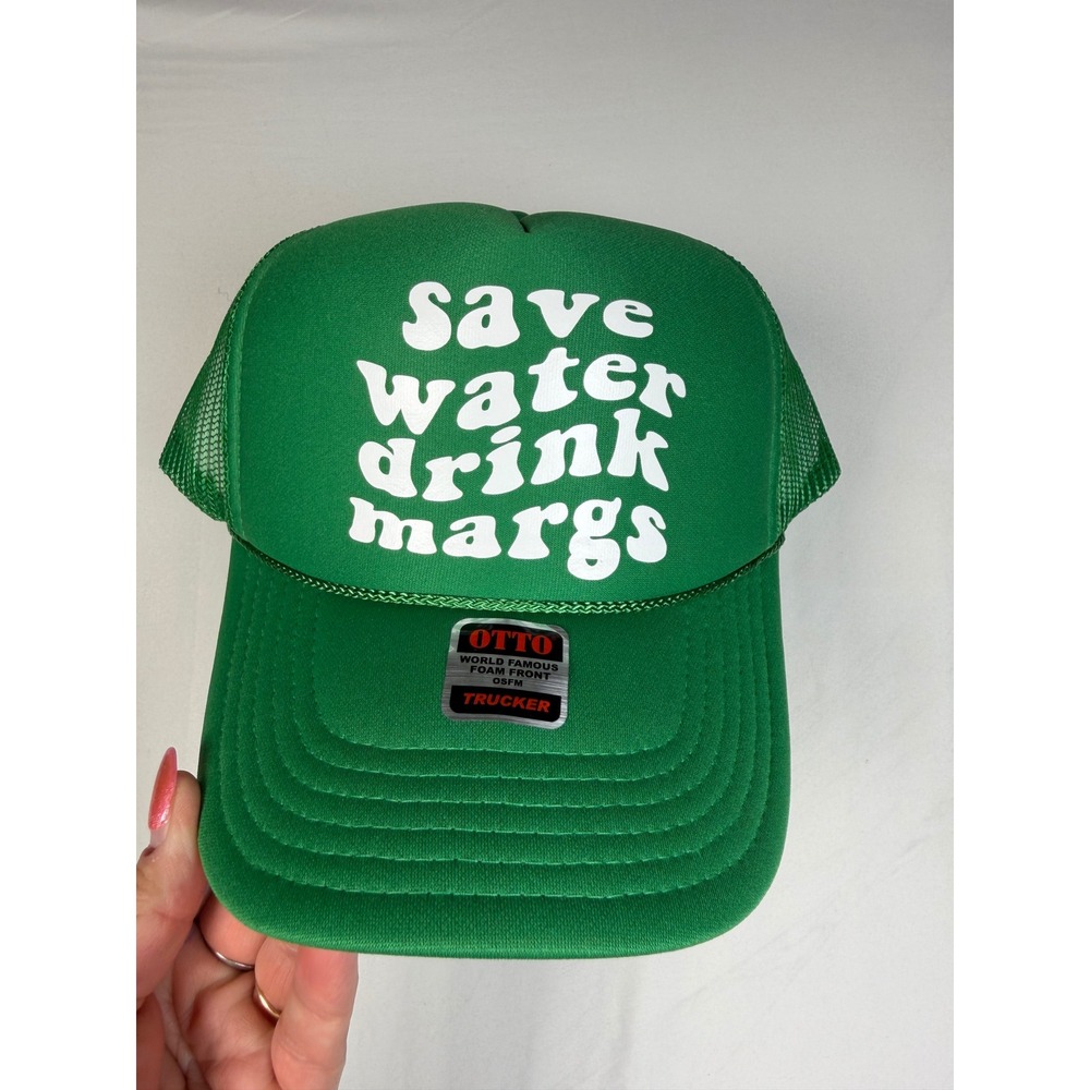 Otto Green Save Water Drink Margs Foam Trucker Hat Snapback Mesh Cap 32-467